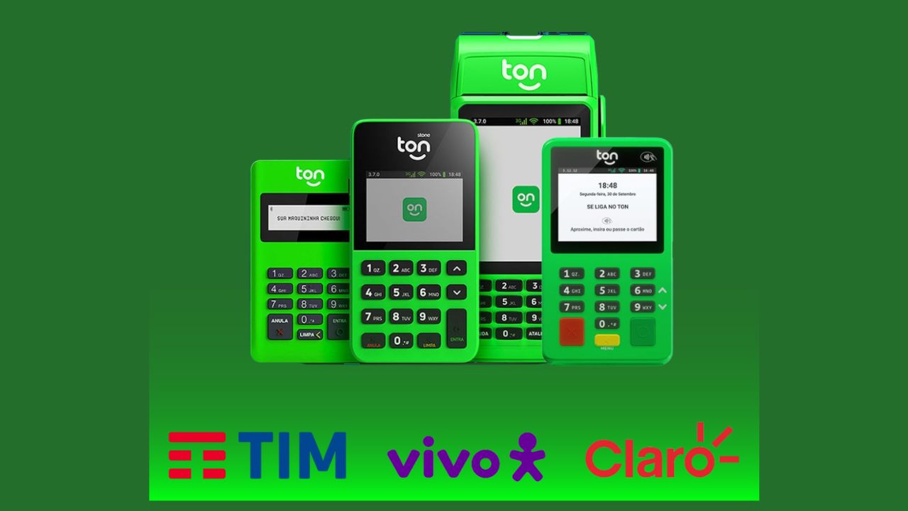 Maquininha de cartão Ton 0,85 taxa no débito e crédito com
